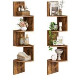 Wholesale Floating Corner Shelves Set of 2 | 4-Tier Wall-Mounted Wood Shelving | Factory Direct