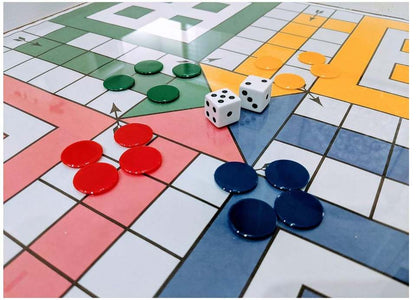Wholesale Wooden Ludo Board Game Glass Top 17x17in