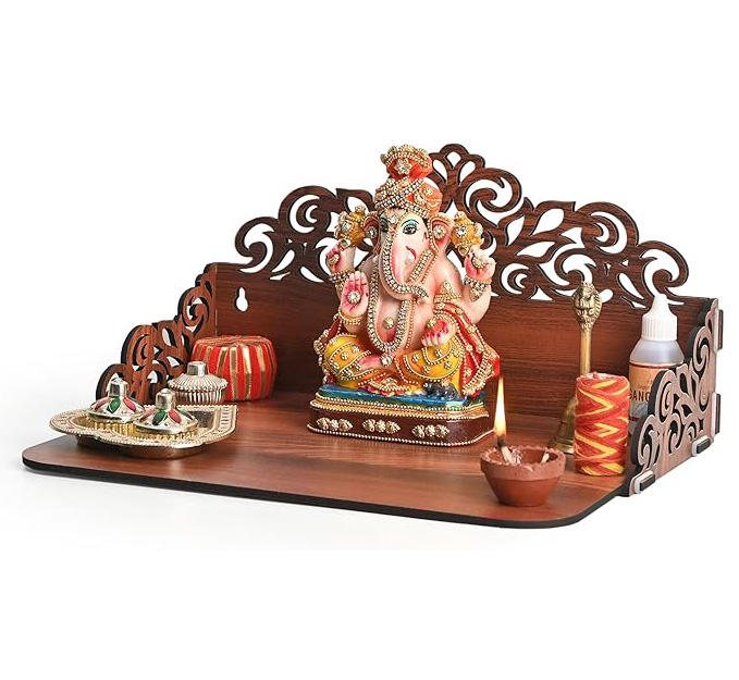 Wholesale Wooden Puja Mandir wall-mount home temple shrine