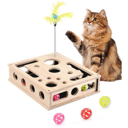 Wood Cat Puzzle Toy OEM | Interactive Scratcher Box Nail File | Custom