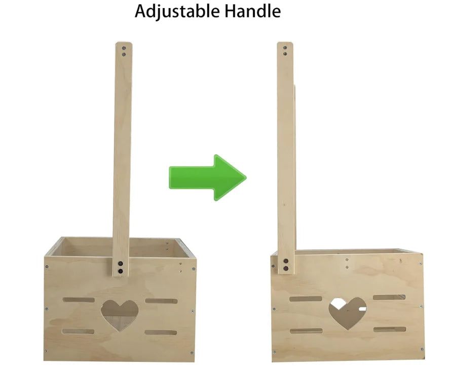 Wooden baby shower crate storage hamper - side view