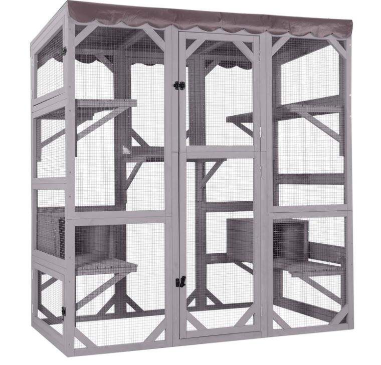 Outdoor Catio Walk-In Cat Enclosure 70in with tarp roof - main