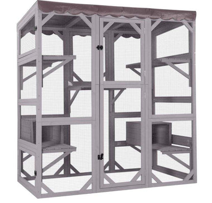 Outdoor Catio Walk-In Cat Enclosure 70in with tarp roof - main