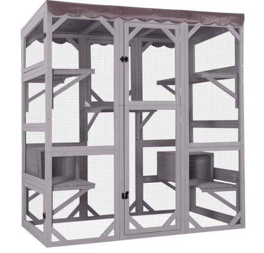 Outdoor Catio Walk-In Cat Enclosure 70in with tarp roof - main