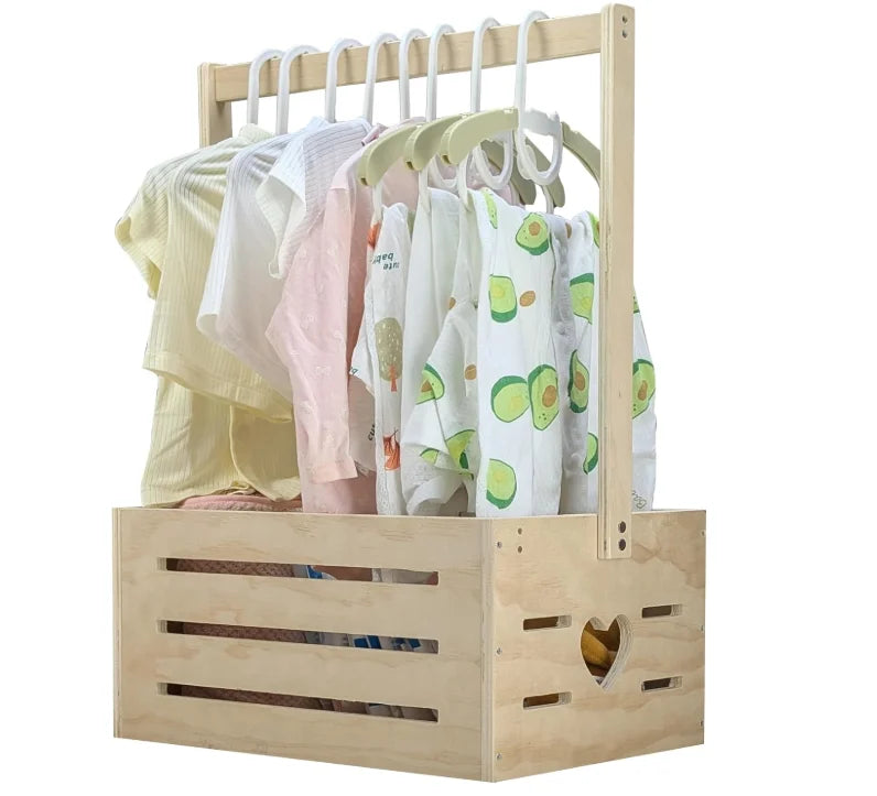 Wholesale wooden baby shower crate with handle - front view