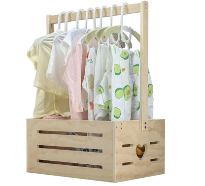Wholesale wooden baby shower crate with handle - front view
