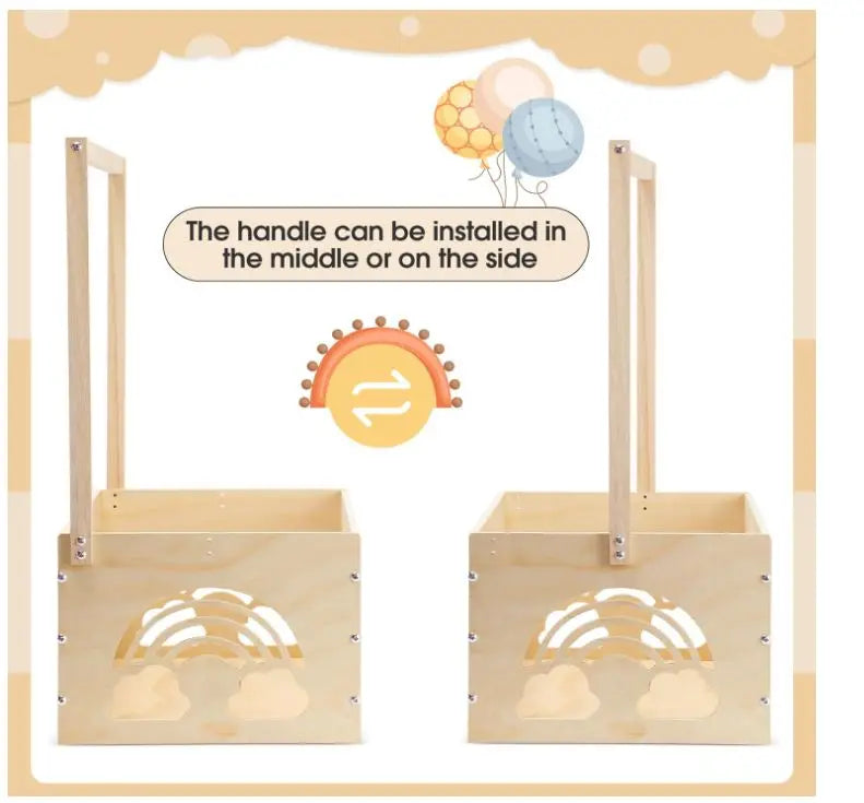 Wooden baby shower crate detail view