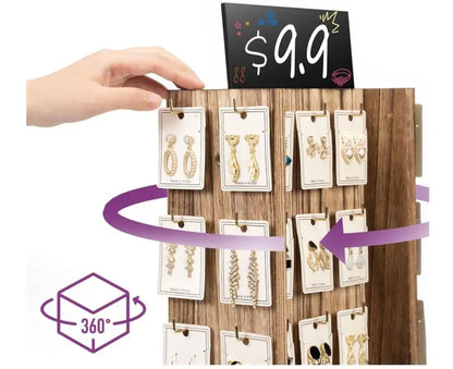Wholesale Rotating Earring Display Stand | 4-Tier Wood Jewelry Display Rack | Factory Direct