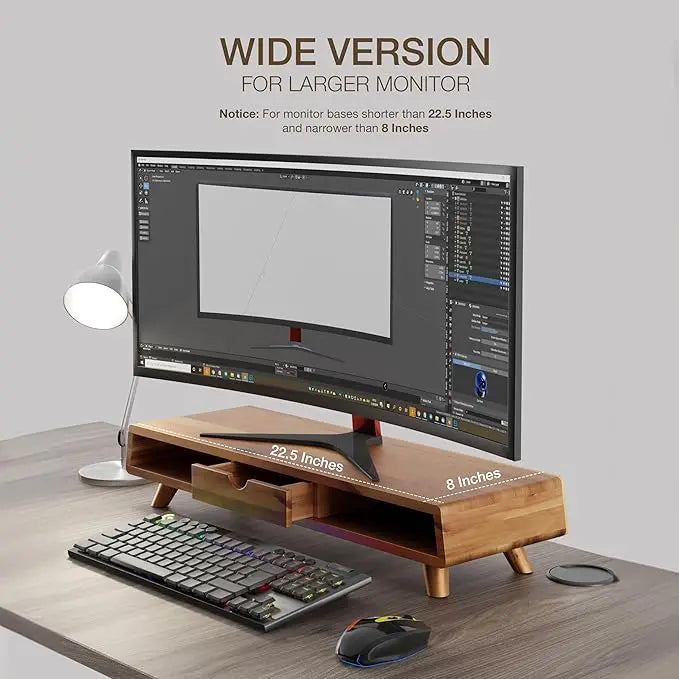 Wholesale Wooden Monitor Stand | Desktop Organizer with Drawer | Factory Direct