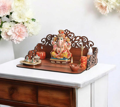 Wooden puja mandir wall temple in use