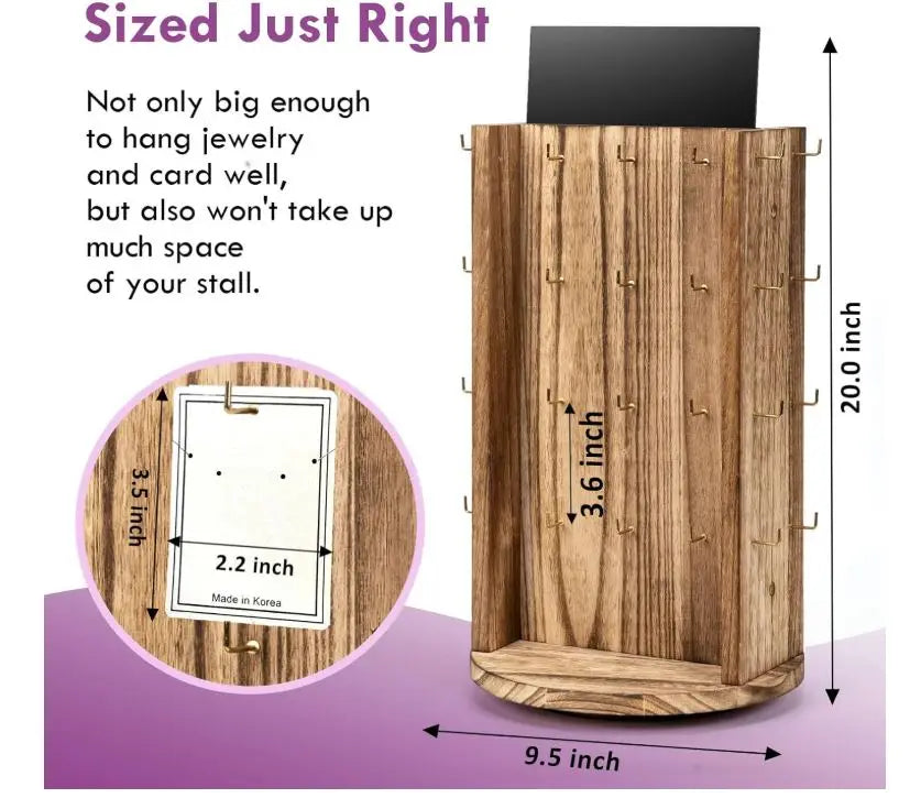 Wholesale Rotating Earring Display Stand | 4-Tier Wood Jewelry Display Rack | Factory Direct