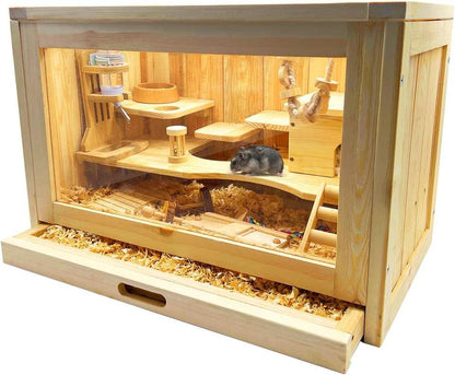 Wooden Hamster Cage and Habitat 2-Level with Shelves and Ladders - main