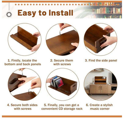 Wood Media Storage Box OEM | Carbonized CD & Tape Organizer | Free-Standing Custom
