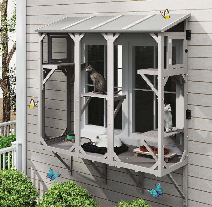 Cat Catio Expandable Window Box Enclosure for Multiple Indoor Cats - main