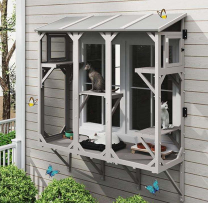Cat Catio Expandable Window Box Enclosure for Multiple Indoor Cats - main