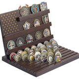 Wood Coin Display Stand OEM | Rubber Wood 80-Coin Challenge Holder | Custom