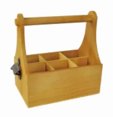 Wholesale wooden 6-bottle wine carrier - front view