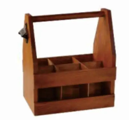Wooden wine carrier - brown finish detail