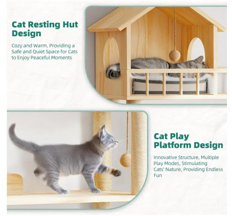 Wholesale Wood Cat Tower | Multi-Level Cat Tree Furniture with Scratching Post | Factory Direct