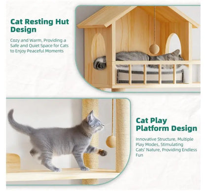 Wholesale Wood Cat Tower | Multi-Level Cat Tree Furniture with Scratching Post | Factory Direct