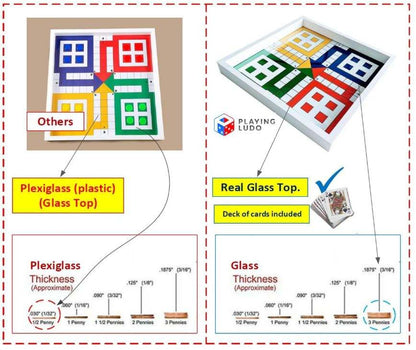 Wholesale Wooden Ludo Board Game Glass Top 17x17in