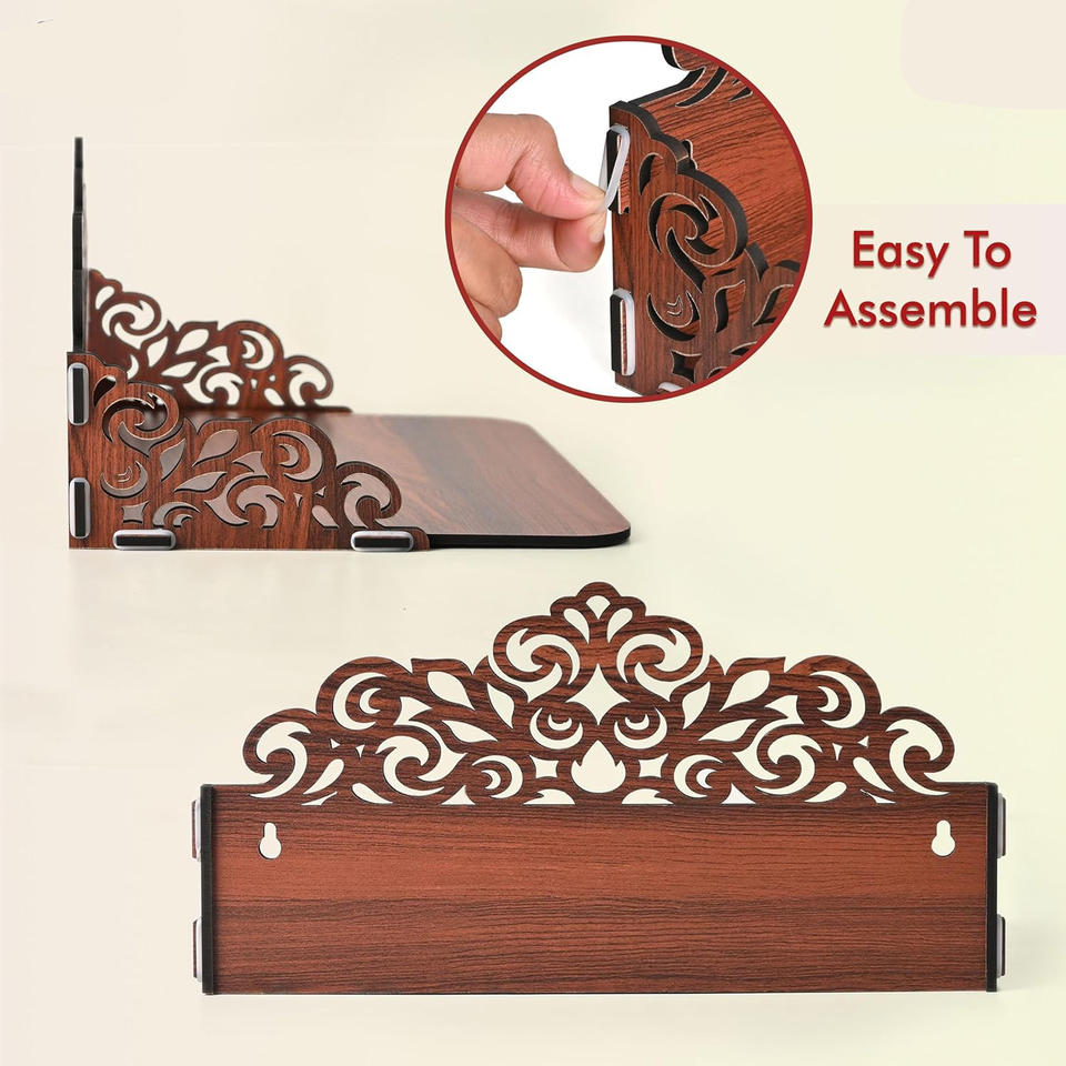 Wooden puja mandir wall temple angle view