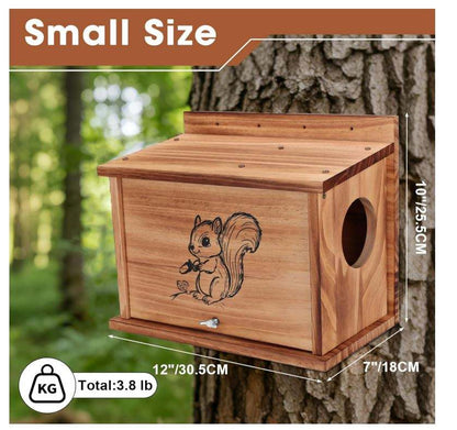 Wooden Squirrel House OEM | Raccoon-Proof Carbonized Pine Nesting Box | Custom