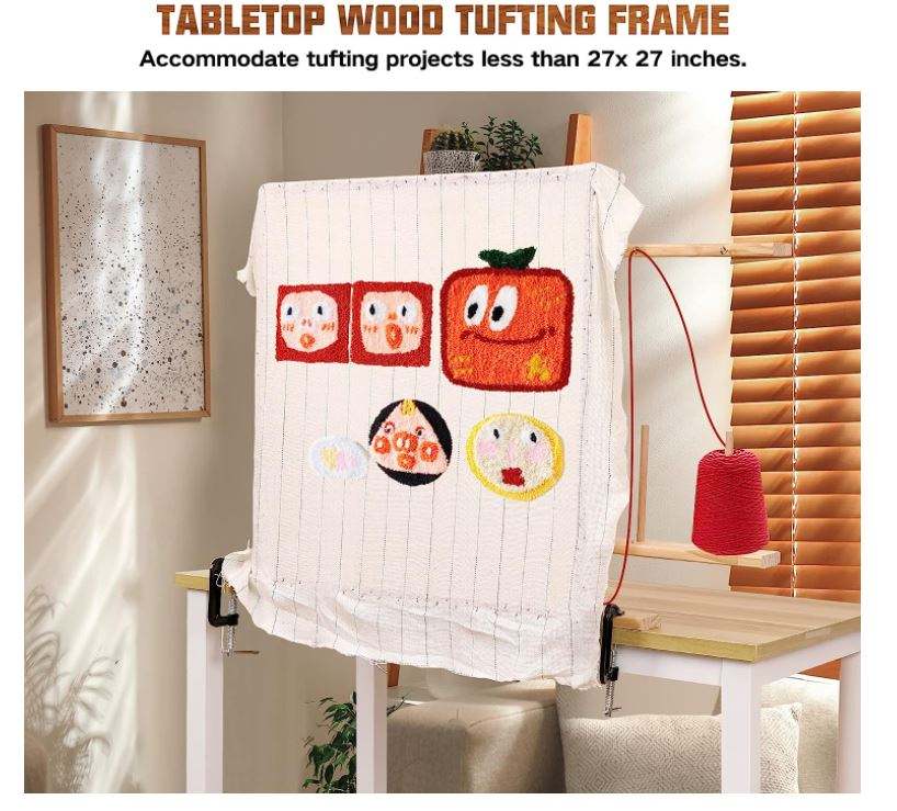 Rug tufting frame table stand detail