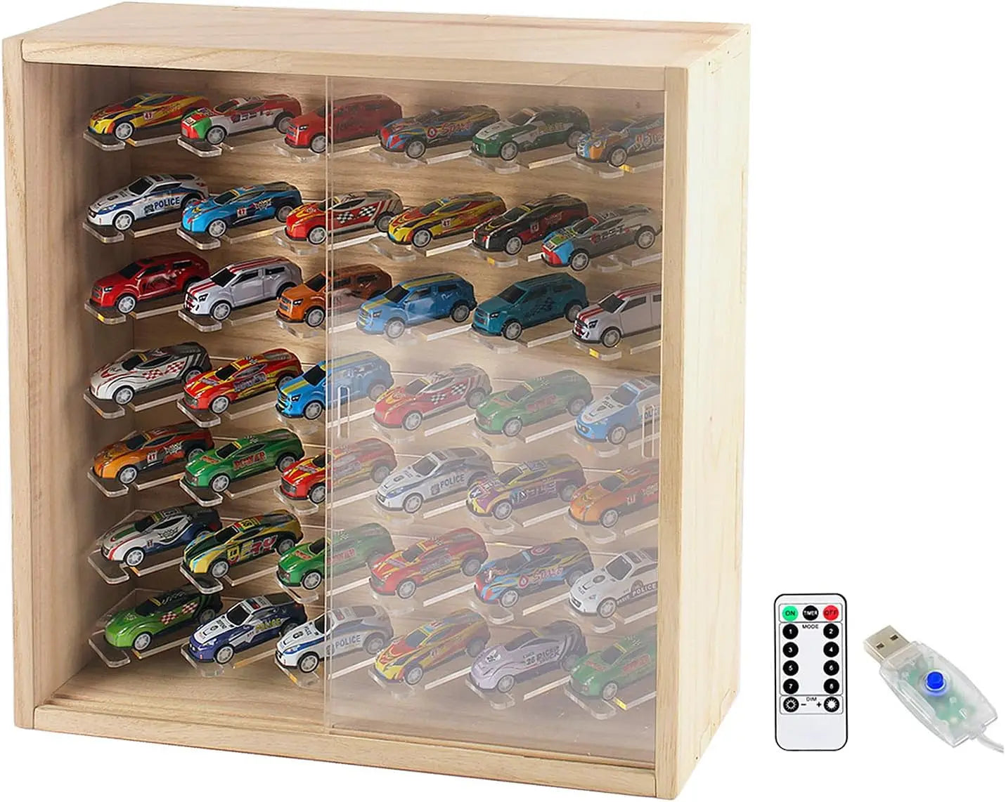 Wholesale 1/64 Diecast Car Display Case | 7-Tier LED Wall-Mounted Storage Cabinet | Factory Direct