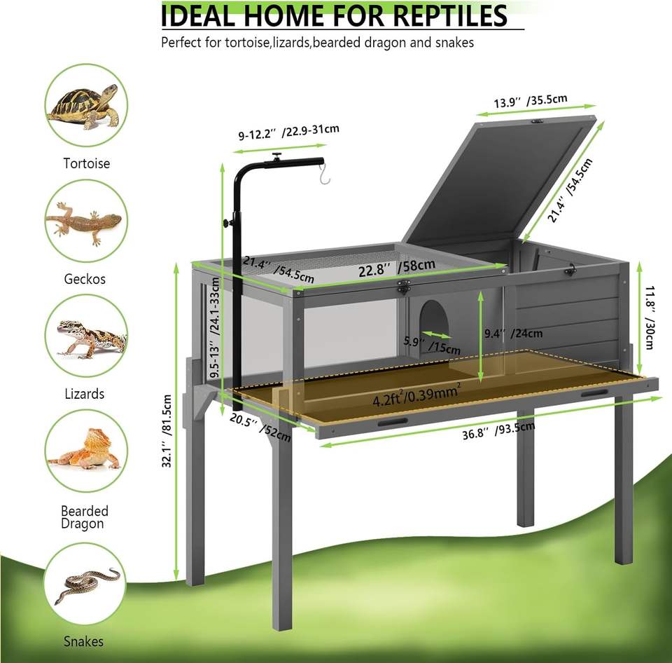 Wooden Tortoise Habitat - detachable legs