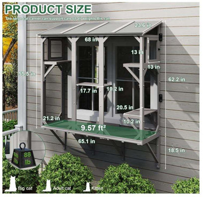 Expandable window box catio side view