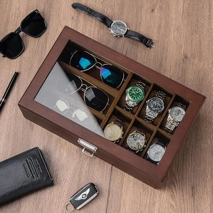 Wholesale Men's Wood Watch Box | Glass Lid Jewelry Organizer Storage Case | Factory Direct
