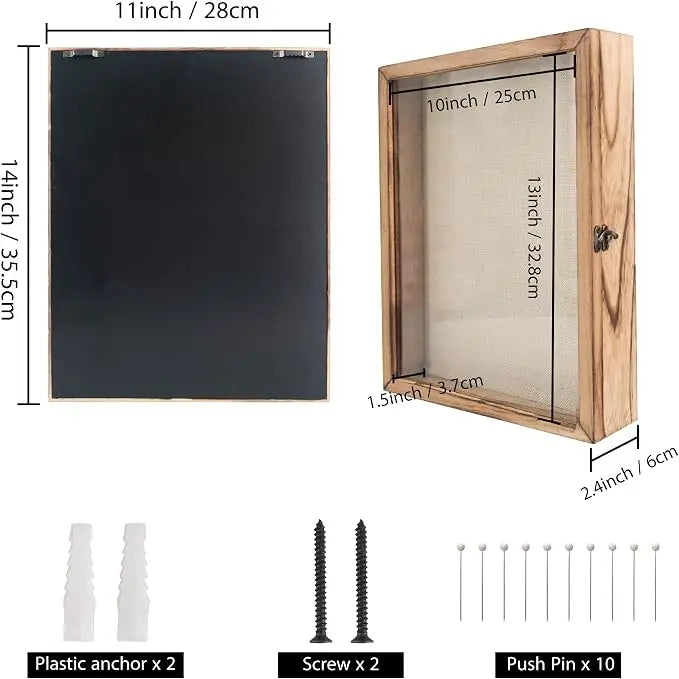 Wood shadow box frame carbonized black finish detail