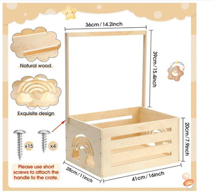 Wooden baby shower crate gift packaging