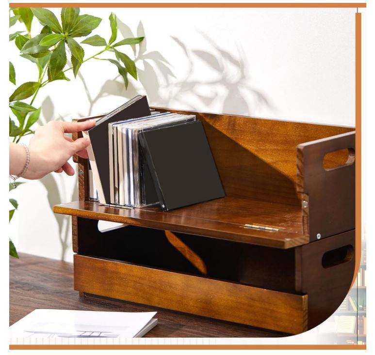 Wood Media Storage Box OEM | Carbonized CD & Tape Organizer | Free-Standing Custom