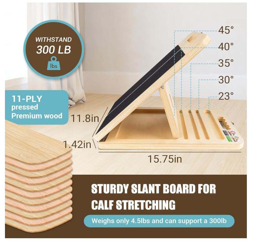 Wooden Slant Board OEM | Adjustable Calf Stretch Board 300lbs | Custom Logo
