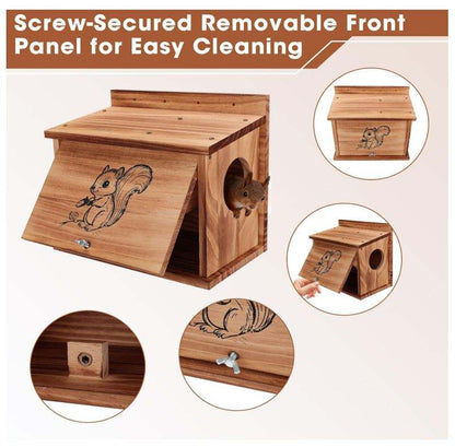 Wooden Squirrel House OEM | Raccoon-Proof Carbonized Pine Nesting Box | Custom
