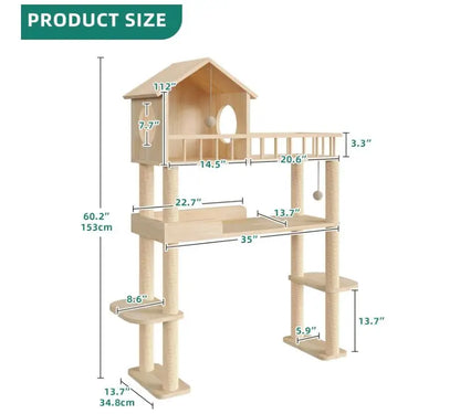 Wholesale Wood Cat Tower | Multi-Level Cat Tree Furniture with Scratching Post | Factory Direct