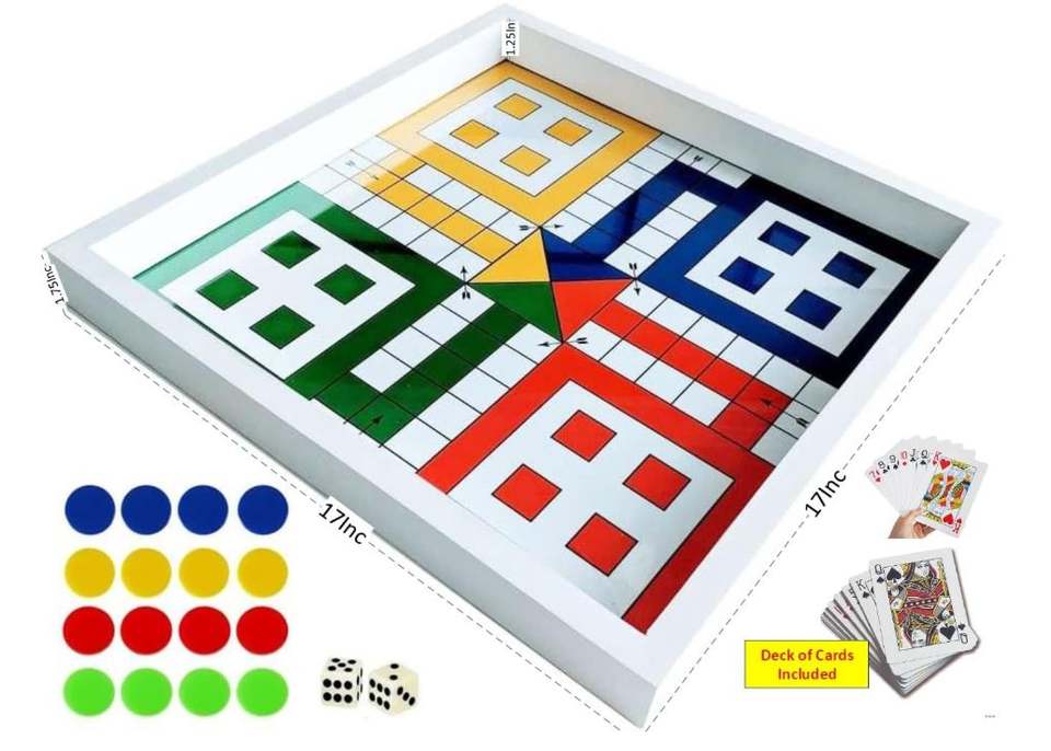 Wholesale Wooden Ludo Board Game Glass Top 17x17in