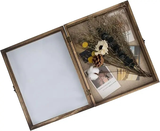 Wood shadow box frame with linen back panel