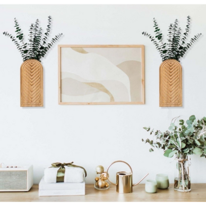Wood Wall Vase OEM | 2-Pack Farmhouse Boho Brown | Entryway Decor Custom