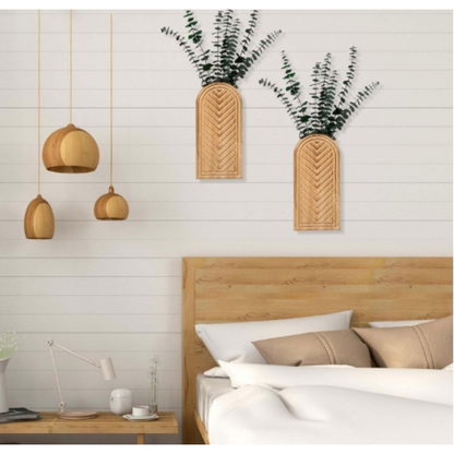 Wood Wall Vase OEM | 2-Pack Farmhouse Boho Brown | Entryway Decor Custom