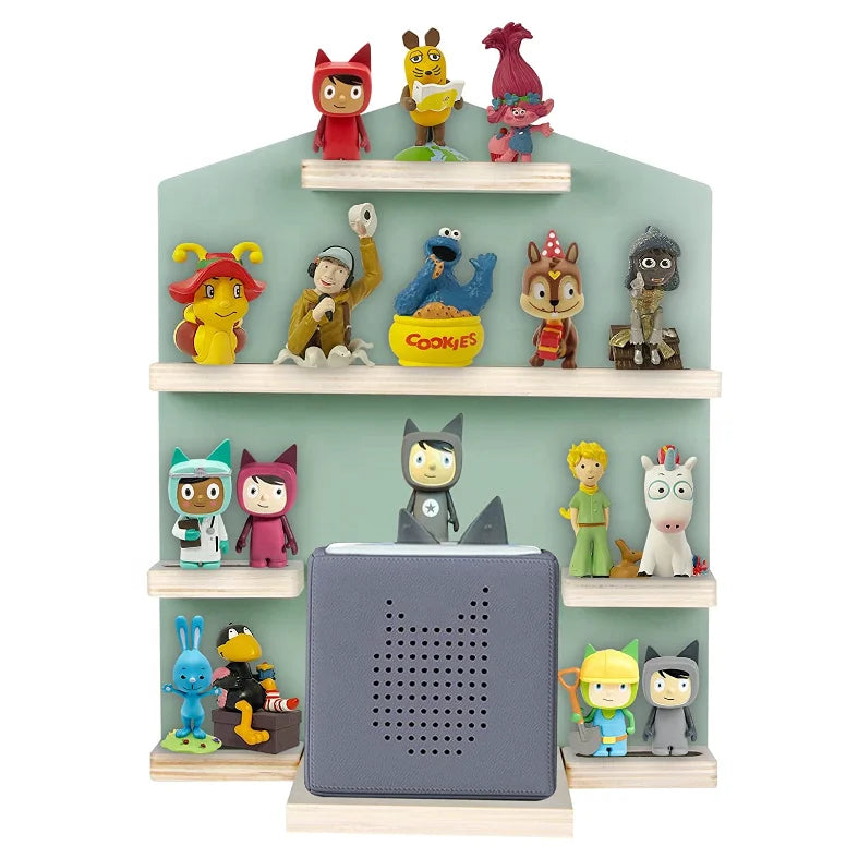 Magnetic Wall Shelf for up to 24 Audio Figures - Kids Display Shelf (House, Green)