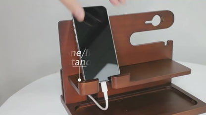 Wood Phone Docking Station OEM | FSC Nightstand Organizer | Charging Station Custom
