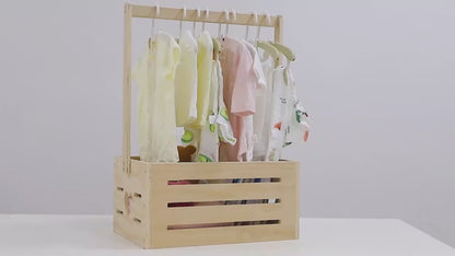 Wholesale Custom FSC Wooden Baby Shower Crate Closet | Multi-Functional Baby Clothes Rack & Storage Gift Hamper