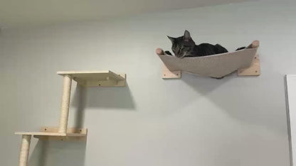 Wall-Mounted Cat Shelves with Sisal Scratching Post | 3-Step Climbing Stairs + Cat Hammock | 40 lbs Capacity | Wholesale OEM