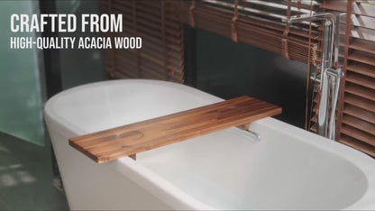 Acacia Wood Bathtub Tray OEM | 35in Luxury Bath Caddy Organizer | Anti-Tilt Custom