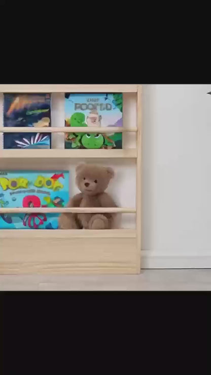 Kids Bookshelf 4-Tier Behind the Door Shelf | Slim Wall Mounted Wooden Book Rack & Storage Organizer for Children