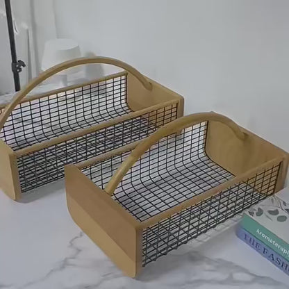 Wholesale Custom Beech Wood Garden Hod Harvest Basket | Wire Mesh Vegetable Gathering Trug