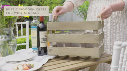 Wooden Wine Crate OEM | Rustic 6-Bottle Storage Rack | Jute Rope Handles Custom